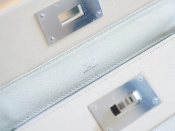 Discount Hermes Mini Kelly 24/24 01 Blanc & I2 Nata Evercolor Leather Silver Hardware