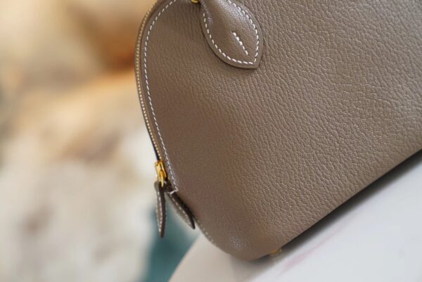 Wholesale Hermes Chevre Leather Mini Bolide 18CM CK18 Etoupe Gold Hardware