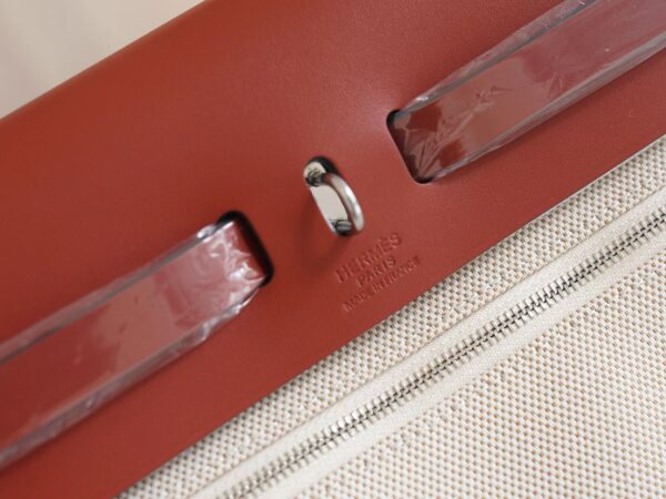 GPCMode Hermes Beton Canvas / Rouge Casaque Herbag 31CM Silver Hardware