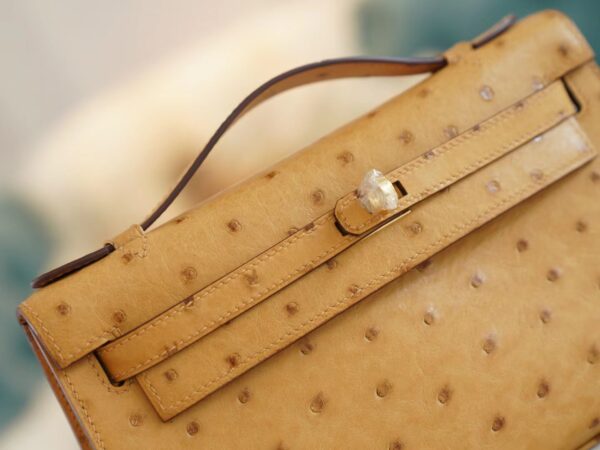 GPCMode Hermes Tabac-Camel South Africa KK Ostrich Mini Kelly Pochette22cm