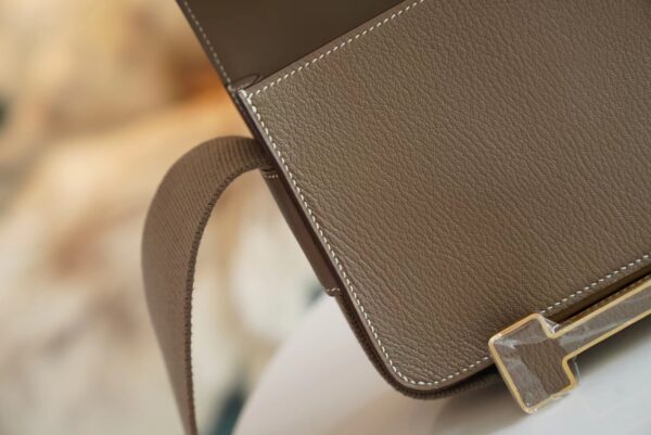 GPCMode Hermes CK18 Etoupe Chevre Leather Geta 20CM Gold Hardware