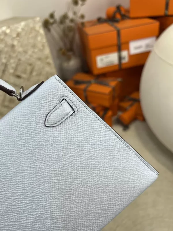 Canada Toronto Hermes Mini Kelly 19CM Epsom Leather T0 Blue Brume Silver Hardware