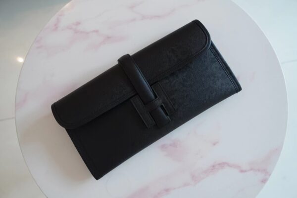 GPCMode Factory Hermes CK89 Black Epsom Leather Jige Clutch Bag Wallet