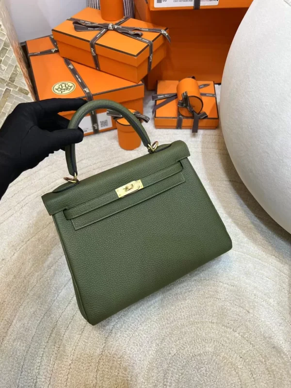 Hermes Shop Kelly 25CM C6 Vert De Gris Togo Leather Gold Hardware