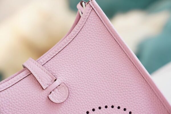 Hermes Handmade Boutique X9 Mauve Sylyestre Clemence Leather Mini Evelyne Silver Hardware