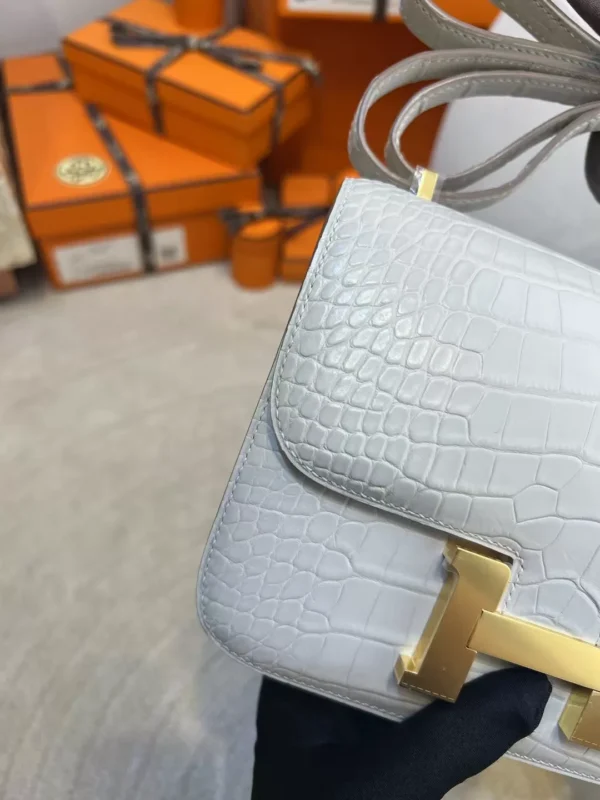 Hermes Constance 19CM 8L Beton Matte Alligator Crocodile Gold Hardware