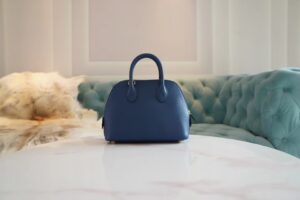 Fashion Hermes Mini Bolide 18CM 71 Blue France Evercolor Leather Gold Hardware