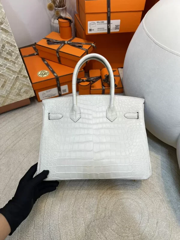 UK London Hermes Birkin 30CM HCP Matte Porosus Crocodile 8L Beton Gold Hardware