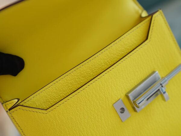 GPCMode Factory Hermes 9R Lemon Yellow Chevre Leather Verrou Mini17CM Silver Hardware