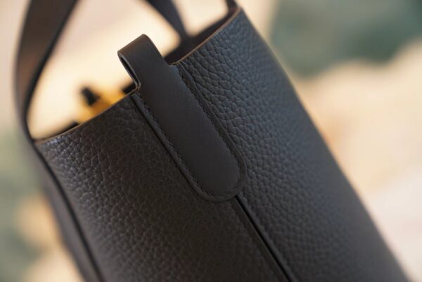 Full Handmade Hermes CK89 Black In The Loop18CM Clemence Leather Gold Hardware