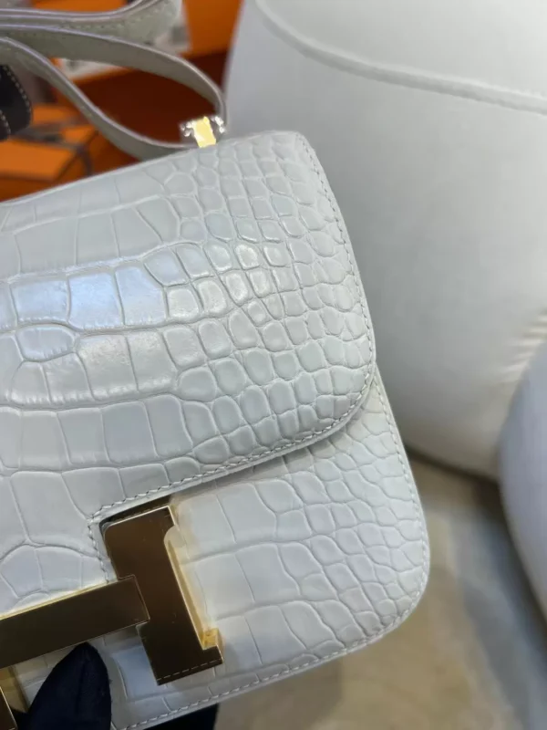Hermes Constance 19CM 8L Beton Matte Alligator Crocodile Gold Hardware