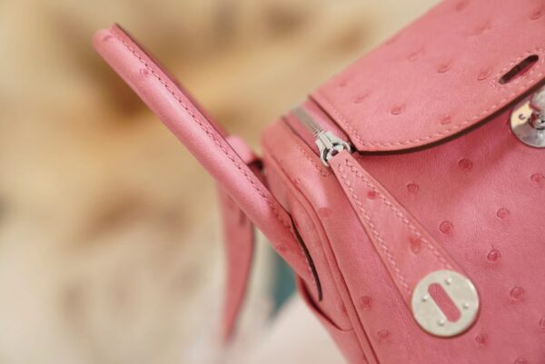 Wholesale Hermes Mini Lindy19CM L4 Rose Bubble South Africa KK Ostrich Silver Hardware