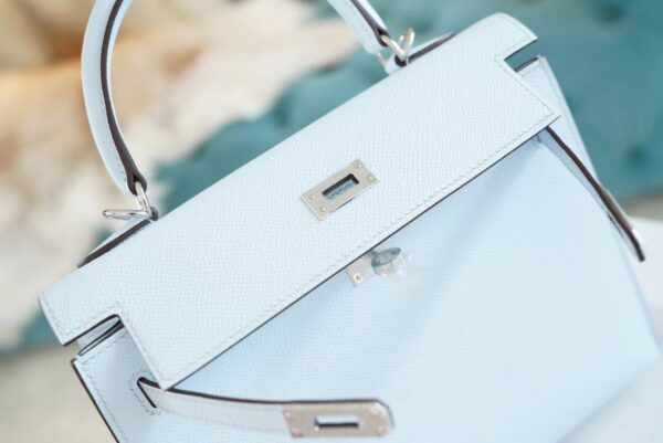 GPCMode Hermes Kelly Kelly 25CM T0 Blue Brume Epsom Leather Gold/Silver Hardware