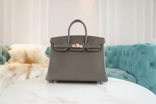 Hermes Handmade Boutique 8F Etain Togo Leather Birkin25CM Rose Gold Hardware