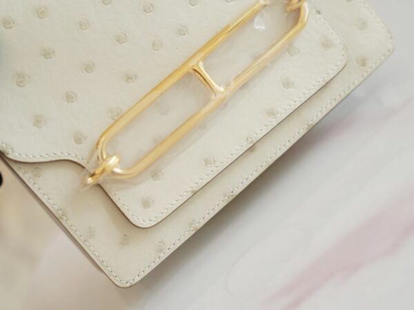 Hermes Boutique 3C Parchemin South Africa KK Ostrich Skin Roulis Mini18cm Gold Hardware