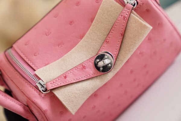 Wholesale Hermes Mini Lindy19CM L4 Rose Bubble South Africa KK Ostrich Silver Hardware