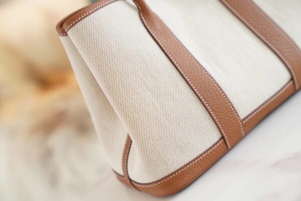 GPCMode Factory Hermes Garden Party30CM Beige Canvas/Gold Leather Silver Hardware