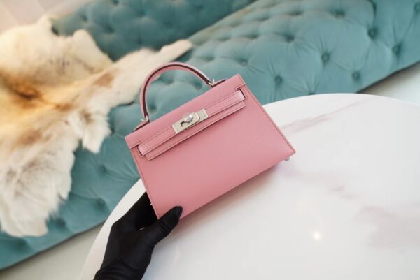 【GPCMode】Hermes 5P Rose Mini Kelly 19CM Epsom Leather Silver Hardware