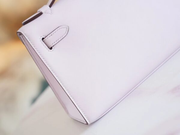 Sale Hermes Mini Kelly Pochette22cm 09 Mauve Pale Swift Leather Silver Hardware