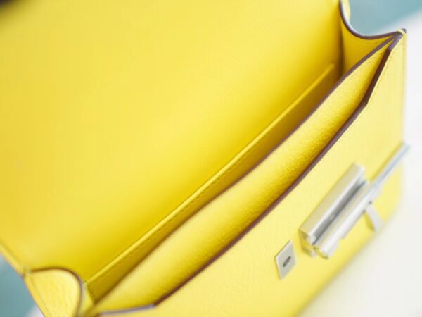 GPCMode Factory Hermes 9R Lemon Yellow Chevre Leather Verrou Mini17CM Silver Hardware