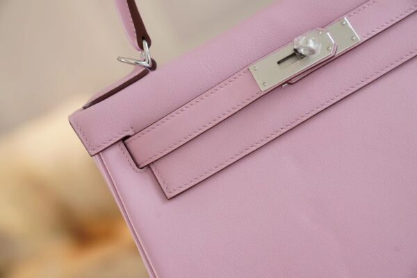 Hermes Boutique Kelly Bag28CM X9 Mauve Sylyestre Swift Leather Silver Hardware