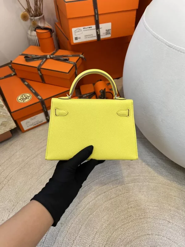 Handmade Hermes Mini Kelly 19CM Epsom 9R Lime Silver Hardware