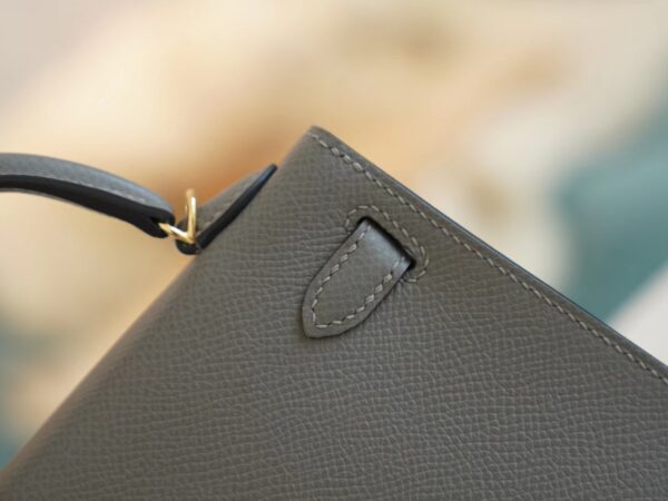 New Arrival Hermes Mini Kelly Clutch19CM 0L Gris Meyer Epsom Leather Gold Hardware