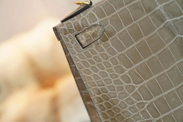 GPCMode Hermes CK81 Gris Tourterelle Shiny Aligator Crocodile Kelly28CM Gold Hardware