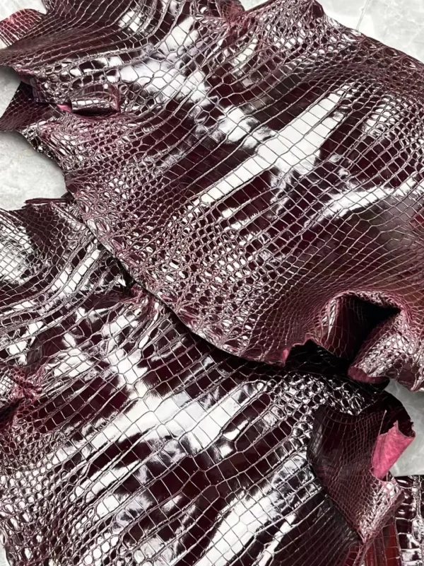 New Arrival Hermes Shiny Porosus Crocodile Leather 57 Bordeaux