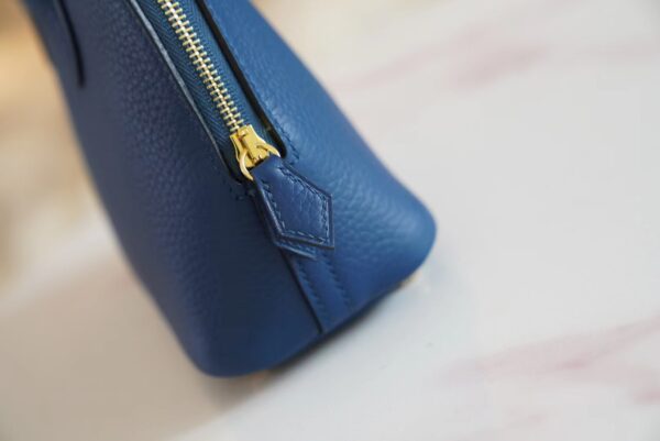 Fashion Hermes Mini Bolide 18CM 71 Blue France Evercolor Leather Gold Hardware