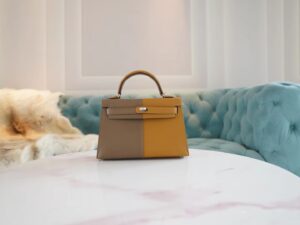 1aceaa459ccb65b Hermes Mini Kelly19CM Sesame/Gris Etoupe/Dark Blue inner Epsom Leather