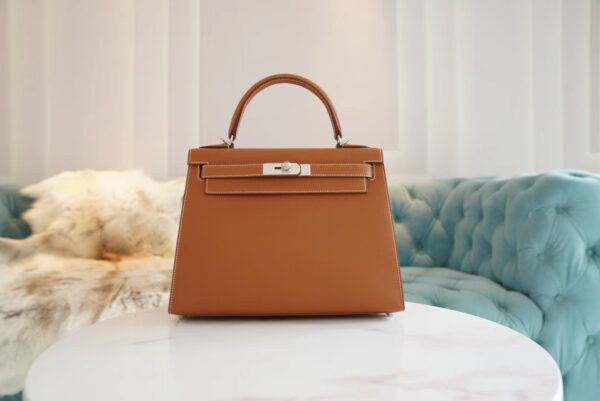 GPCMode Hermes CK37 Gold Kelly 28CM Epsom Leather Women’s Bag Silver Hardware