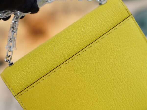 GPCMode Factory Hermes 9R Lemon Yellow Chevre Leather Verrou Mini17CM Silver Hardware