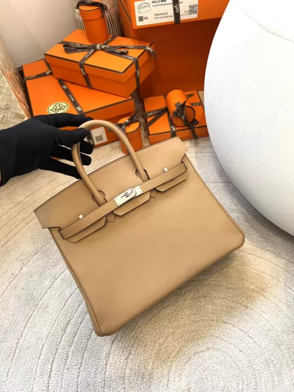 Handmade Hermes Birkin 25CM Swift Leather 0M Chai Silver Hardware