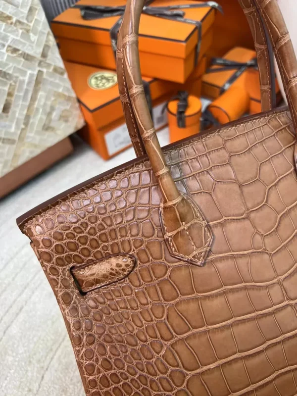 Hong Kong Hermes CK37 Gold Matte Alligator Crocodile Birkin Bag 30CM Silver Hardware
