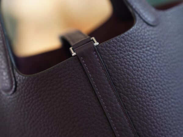 Hermes Factory Picotin 18CM Clemence 59 Raisin Silver Hardware