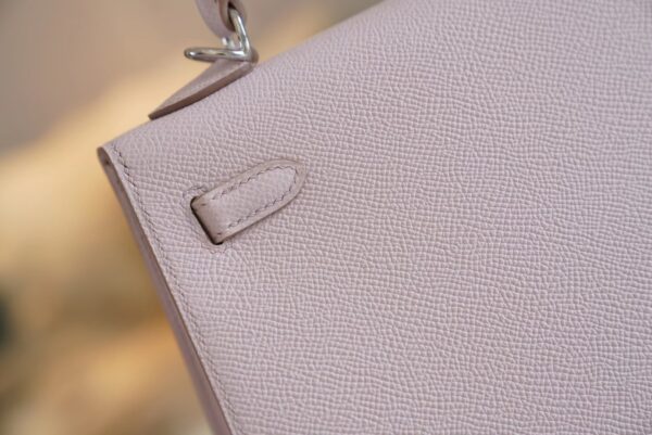 New Arrival Hermes Kelly 25CM 09 Mauve Pale Epsom Leather Silver Hardware