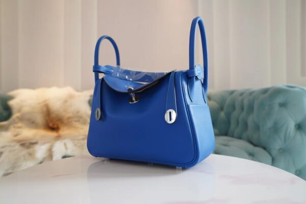 Wholesale Hermes Blue France Lindy 26CM Swift Leather Silver Hardware