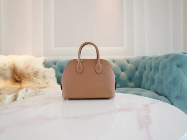 Stock GPCMode Factory Hermes 2J Quebracho Chevre Leather Mini Bolide18CM Silver Hardware
