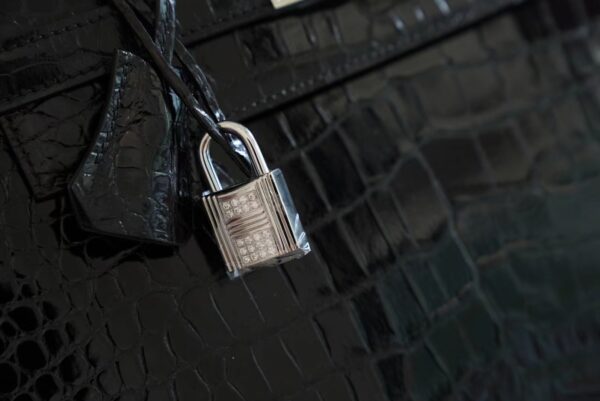 Handmade Hermes Kelly 28CM Shiny Porosus 89 Nior Silver Hardware