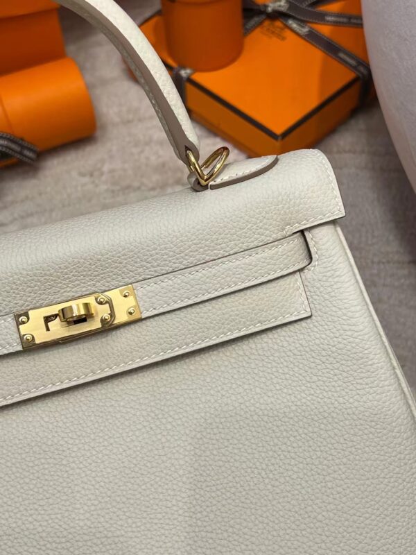 Hong Kong Hermes Kelly 25CM Togo Leather CK10 Craie Gold Hardware