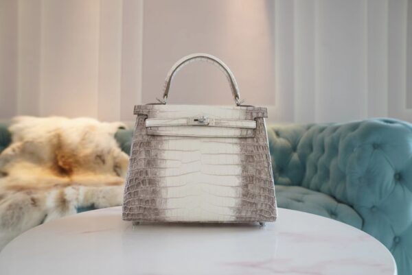 Full Handmade Hermes Himalaya Crocodile Kelly 25CM Women’s Bag Silver Hardware