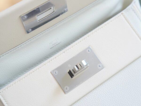 Discount Hermes Mini Kelly 24/24 01 Blanc & I2 Nata Evercolor Leather Silver Hardware