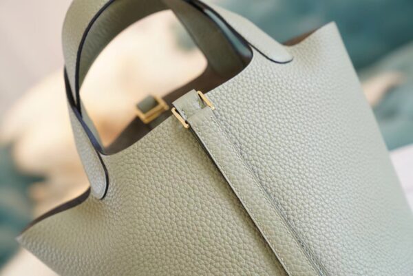 Full Handmade Hermes Picotin18CM Q1 Sauge Clemence Leather Gold Hardware