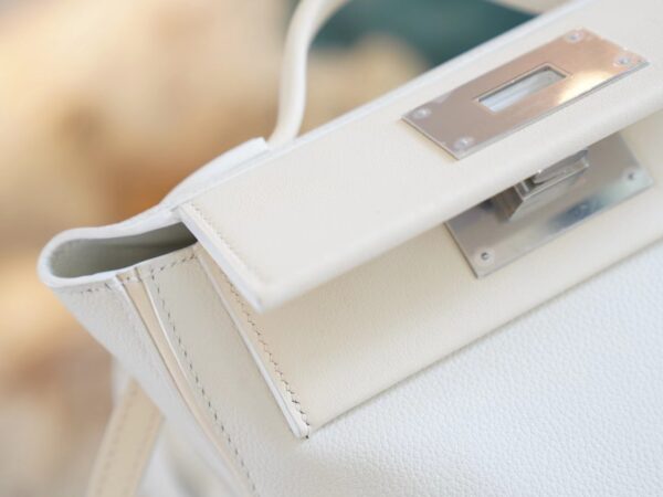 Discount Hermes Mini Kelly 24/24 01 Blanc & I2 Nata Evercolor Leather Silver Hardware