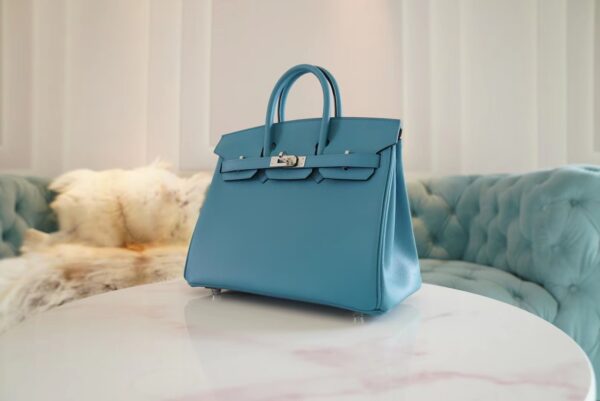 Fashion Hermes Birkin 25CM Epsom 7B Turquoise Silver Hardware