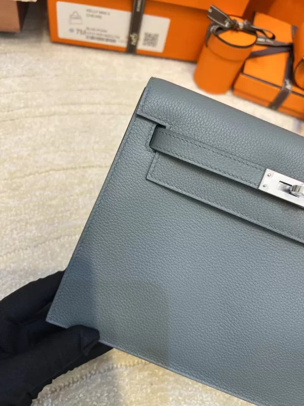Hermes Kelly Danse 22CM 63 Vert Amande Evercolor Leather Silver Hardware