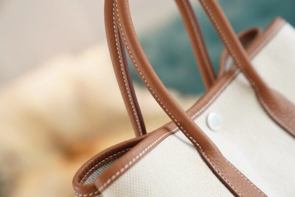GPCMode Factory Hermes Garden Party30CM Beige Canvas/Gold Leather Silver Hardware