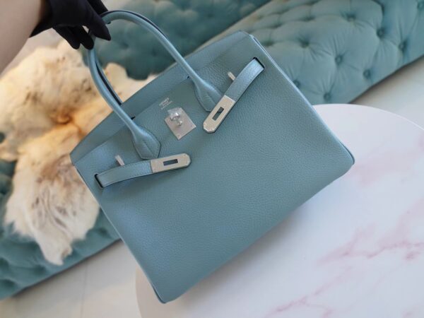 Stock GPCMode Hermes 7G Cile Togo Leather Birkin Bag30CM Silver Hardware