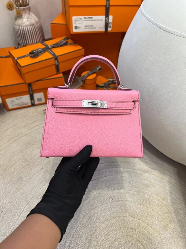 Canada Toronto Hermes Mini Kelly 19CM Epsom Leather 5P Pink Silver Hardware